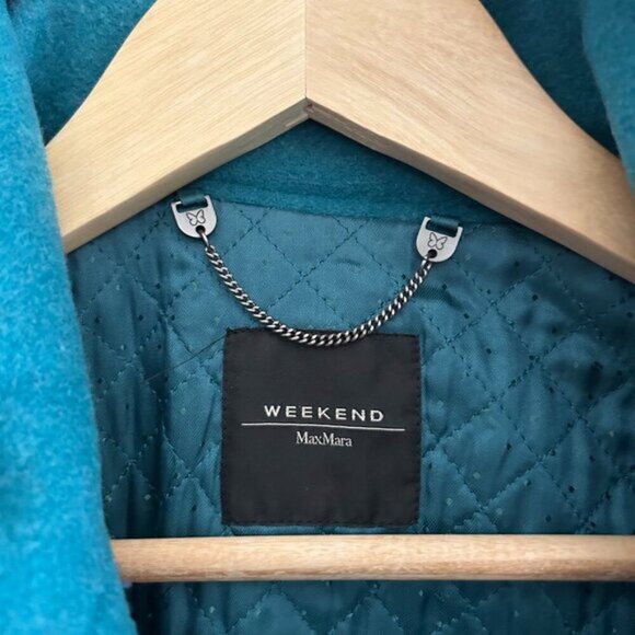 Weekend Maxmara Turquoise Wool Pea Coat 4 - Picture 5 of 9